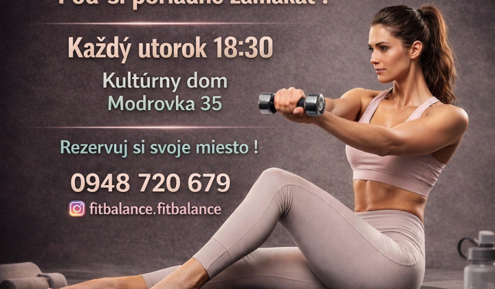 Fotka - skupinové cvičenie pre ženy - Modrovka KD - každý utorok o 18:30 hod.